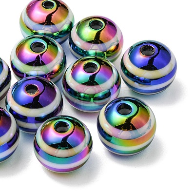 10Pcs Rainbow Color Stripe Resin Beads RESI-YW0001-27B-1