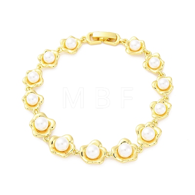 Flower Brass Link Bracelets BJEW-G740-01G-1