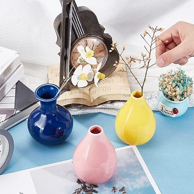  3Pcs 3 Style Ceramic Thin Neck Vases AJEW-NB0003-85-1