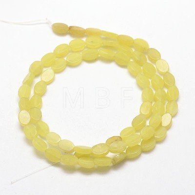 Oval Natural Olive Jade Beads Strands G-P102-01A-1