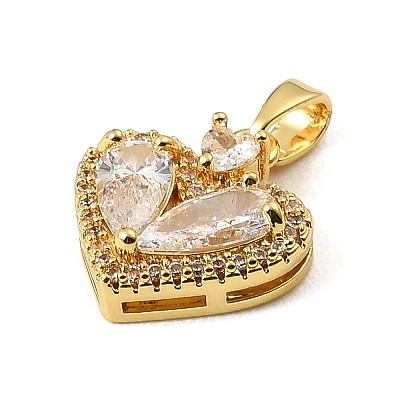 Valentine's Day Brass Micro Pave Clear Cubic Zirconia Charms KK-E804-08G-1