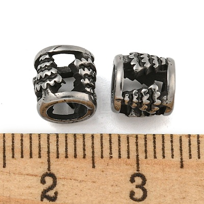 Retro Hollow 304 Stainless Steel European Beads STAS-B071-11AS-1