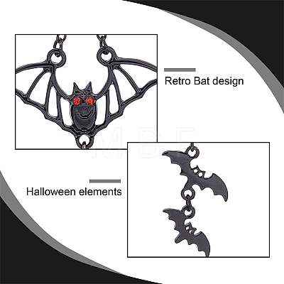 ANATTASOUL 2 Pairs 2 Style Bat Alloy Dangle Earrings Sets with Rhinestone EJEW-AN0002-47-1