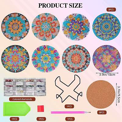 Custom DIY Diamond Painting Mandala Flower Cup Mat Kits X1-DRAW-SZC0001-01-1