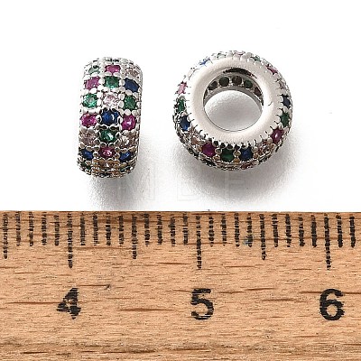 Brass Micro Pave Cubic Zirconia European Beads KK-M318-19P-1