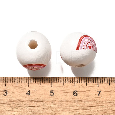 Valentine's Day Element Printed Wood Beads WOOD-R002-01-13-1