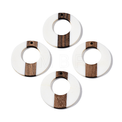 Opaque Resin & Walnut Wood Pendants RESI-T035-23-1