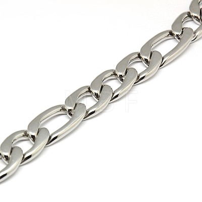 Fashionable 304 Stainless Steel Figaro Chain Necklaces for Men STAS-A028-N019P-1