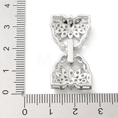 Brass Micro Pave Clear Cubic Zirconia Fold Over Clasps KK-Z083-04P-1