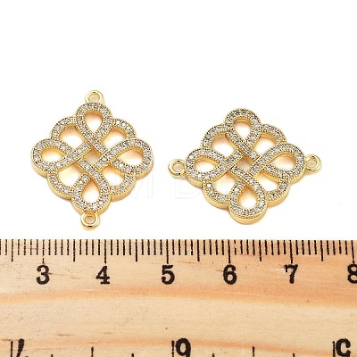 Rack Plating Brass Micro Pave Clear Cubic Zirconia Chinese Knot Links KK-S379-21G-1