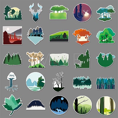 50Pcs Forest PET Waterproof Stickers PW-WGED028-01-1