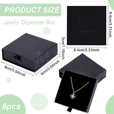 Kraft Paper Necklace Earring Storage Gift Drawer Boxes CON-WH0095-87A-1