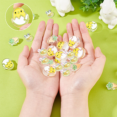 30Pcs 3 Style Transparent Acrylic Enamel Beads OACR-SC0001-13-1