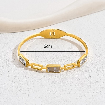 Real 18K Gold Plated Stainless Steel Micro Pave Cubic Zirconia Hinged Bangle for Women SJ3475-1-1