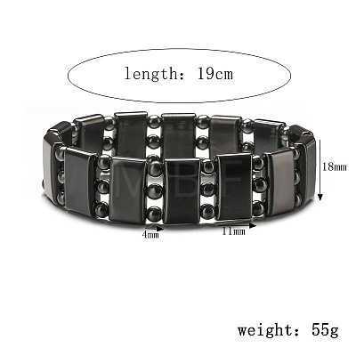Synthetic Non-magnetic Hematite Beads Stretch Bracelets for Men LS-PZ7053-1-1