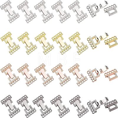 5 Strands Alloy and Brass Fold Over Clasps PALLOY-FH0001-33-1