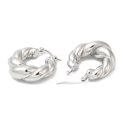 304 Stainless Steel Rope Chains Shape Hoop Earrings EJEW-B026-01P-1