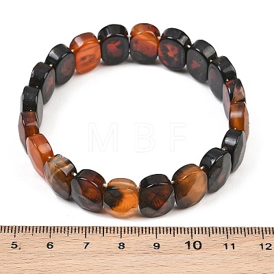 Dyed & Heated Natural Agate Oval Beaded Stretch Bracelet G-E010-01-30-1
