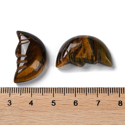 Natural Tiger Eye Carved Healing Moon with Human Face Figurines G-B062-06A-1