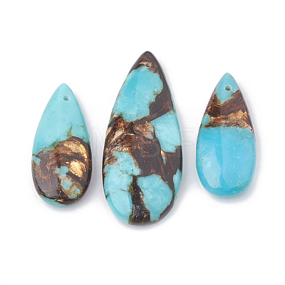 Assembled Bronzite and Synthetic Turquoise Pendants X-G-S328-003J-1