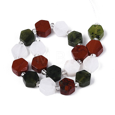 Natural Canada Jade & Red Jasper & Rainbow Moonstone Beads Strands G-T144-17A-01-1