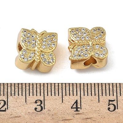 Brass Micro Pave Clear Cubic Zirconia Beads KK-L257-28G-1