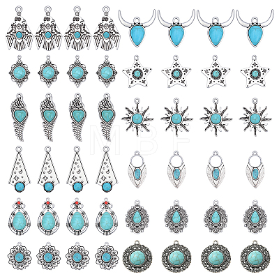 48Pcs 12 Styles Dyed Synthetic Turquoise Pendants FIND-ME0003-33-1