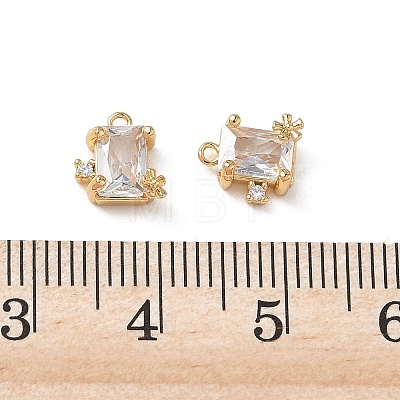 Brass Micro Pave Clear Cubic Zirconia Charms KK-P355-11G-1