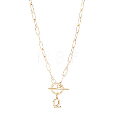 304 Stainless Steel Letter Pendant Necklaces NJEW-LP0001-52Q-G-1