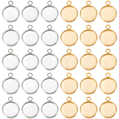 40Pcs 2 Styles 304 Stainless Steel Pendant Cabochon Settings STAS-BBC0010-69-1