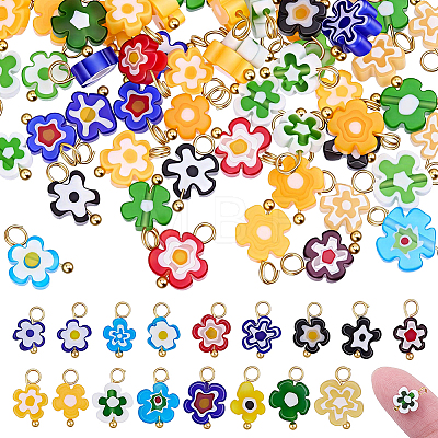 80Pcs Handmade Millefiori Glass Charms FIND-HY0005-27-1