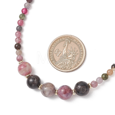 Round Natural Multicolor Tourmaline Graduated Beaded Necklaces NJEW-JN05952-02-1