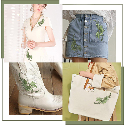 2Pcs 2 Styles Flower Computerized Embroidery Cloth Iron on Sew on Patches DIY-GF0014-67-1