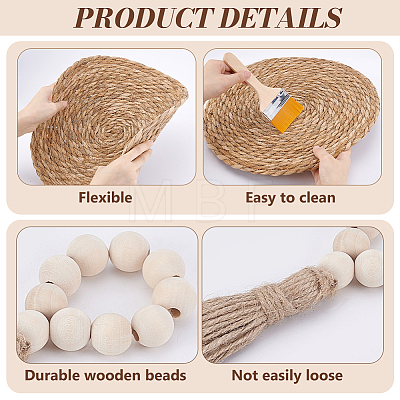 Round Natural Wood Beaded Napkin Rings AJEW-JOY00001-1