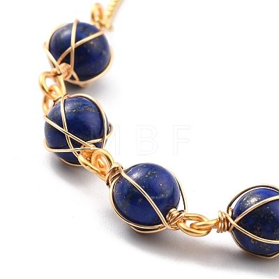 Natural Lapis Lazuli Wrapped Bracelets BJEW-A122-10A-1