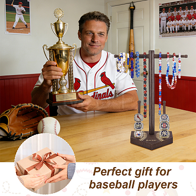 Baseball T Bar Wood Ring Display Stands RDIS-WH0019-22-1