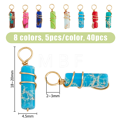 40Pcs 8 Colors Dyed Synthetic Imperial Jasper Pendants PALLOY-AB00106-1
