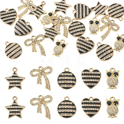 20Pcs 5 Styles Alloy Enamel Rhinestone Pendants ALRI-TA0001-46-1