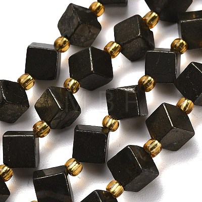 Natural Gold Pyrite/Golden Pyrite Beads Strands G-F833-M01-01-1