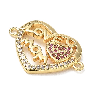 Mother's Day Brass Micro Pave Cubic Zirconia Connector Charms CU-CBAC7ED-01A-G-1