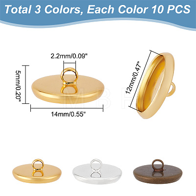   30Pcs 3 Colors Iron Bead Cap Pendant Bails STAS-PH0004-67-1