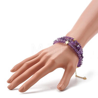 Natural Amethyst Stretch Bracelets Setsfor Women Men Girls Gifts BJEW-JB06692-1