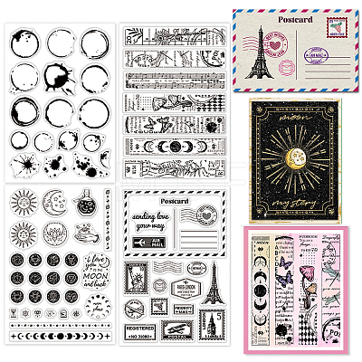 Globleland 4 Sheets 4 Styles PVC Plastic Clear Stamps DIY-GL0004-49B-1