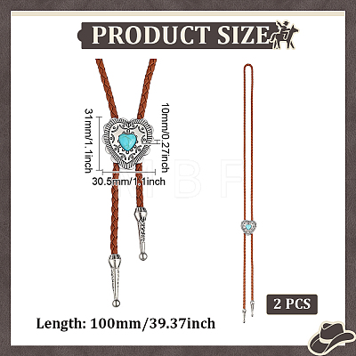 2Pcs PU Leather Bolo Tie Necklaces NJEW-ME0001-22B-1