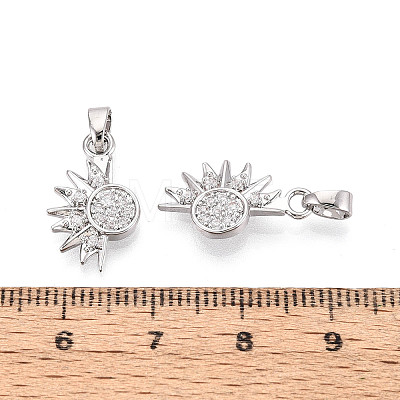 Brass Micro Pave Clear Cubic Zirconia Charms KK-N259-17P-1