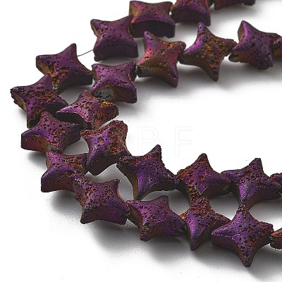 Electroplated Natural Lava Rock Beads Strands G-A251-C01-01F-1