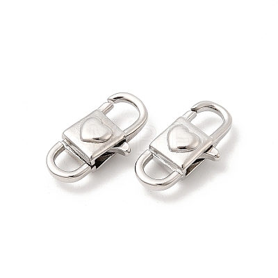 Heart Brass Lobster Claw Clasps KK-Z147-12P-1