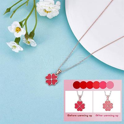 Four Leaf Clover Pendant Necklace Sterling 925 Silver Lucky Four Leaf Clover Necklace Adjustable Temperature-sensitive Color Changing Pendant Necklaces Jewelry Gift for Women JN1087A-1