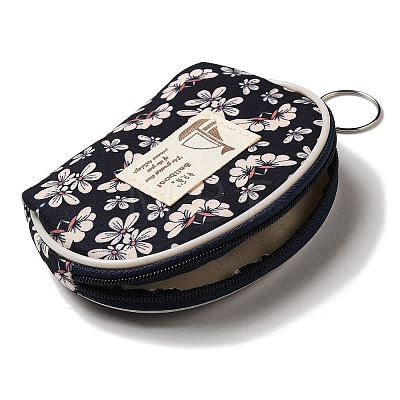 Flower Print Cotton Cloth Wallets with Alloy Zipper AJEW-B024-06-1
