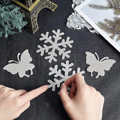 SUPERFINDINGS 4Pcs 2 Style Snowflake & Butterfly Glitter Hotfix Rhinestone DIY-FH0003-49-1